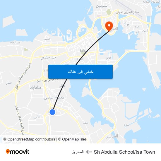 Sh Abdulla School/Isa Town to المحرق map