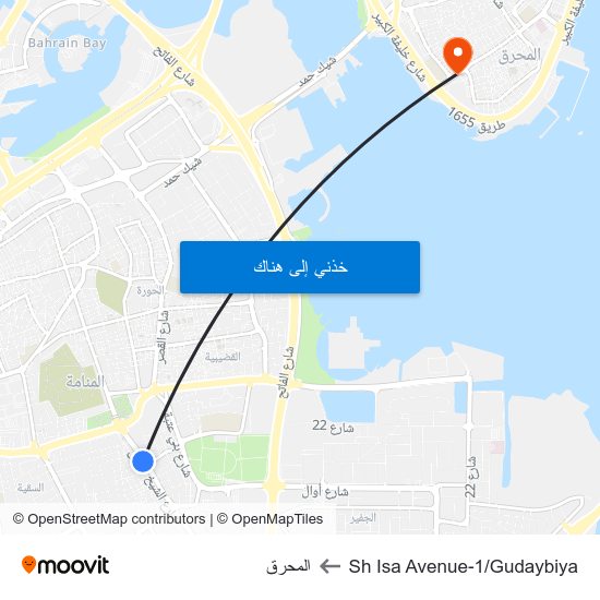 Sh Isa Avenue-1/Gudaybiya to المحرق map