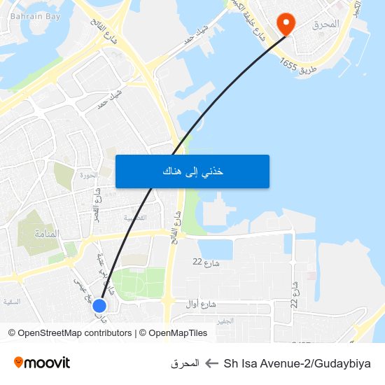 Sh Isa Avenue-2/Gudaybiya to المحرق map