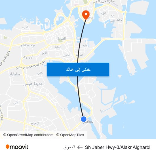 Sh Jaber Hwy-3/Alakr Algharbi to المحرق map