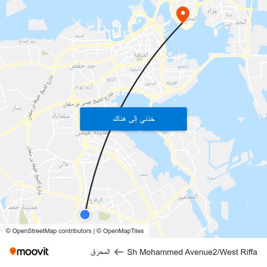Sh Mohammed Avenue2/West Riffa to المحرق map