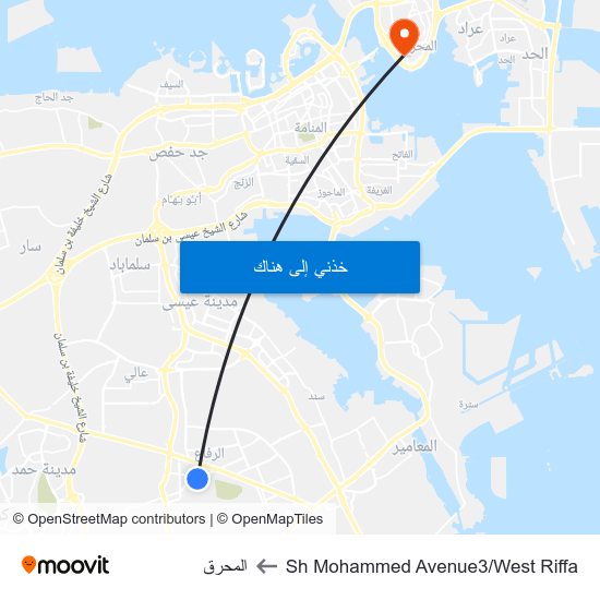 Sh Mohammed Avenue3/West Riffa to المحرق map