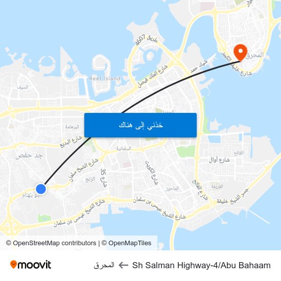 Sh Salman Highway-4/Abu Bahaam to المحرق map