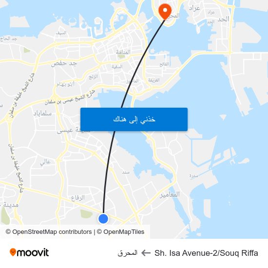 Sh. Isa Avenue-2/Souq Riffa to المحرق map