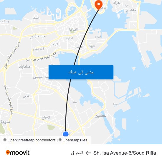 Sh. Isa Avenue-6/Souq Riffa to المحرق map