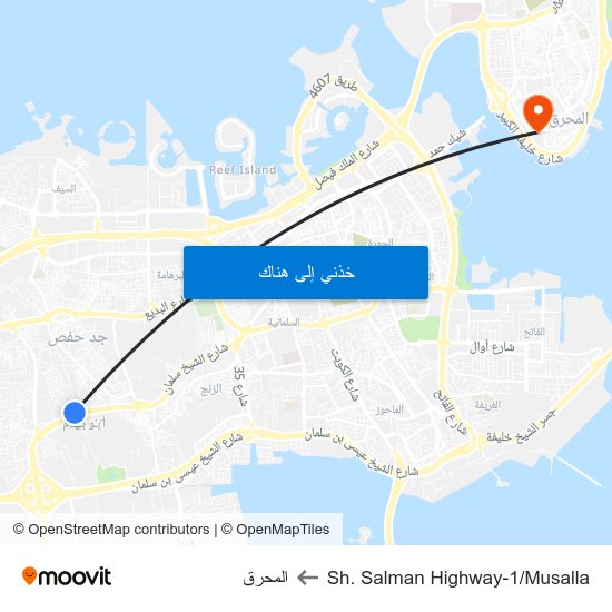 Sh. Salman Highway-1/Musalla to المحرق map