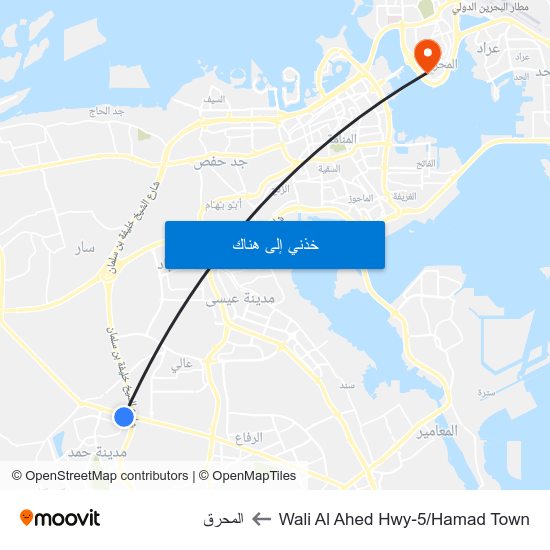 Wali Al Ahed Hwy-5/Hamad Town to المحرق map