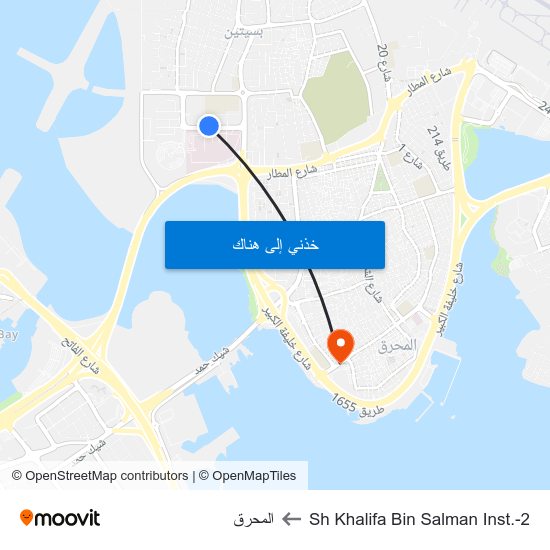 Sh Khalifa Bin Salman Inst.-2 to المحرق map