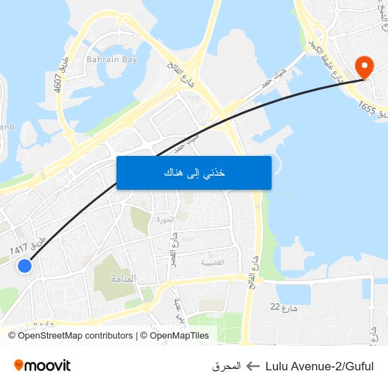 Lulu Avenue-2/Guful to المحرق map