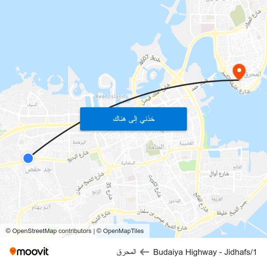 Budaiya Highway - Jidhafs/1 to المحرق map