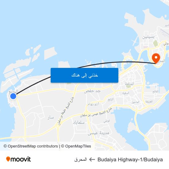 Budaiya Highway-1/Budaiya to المحرق map