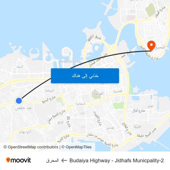 Budaiya Highway - Jidhafs Municpality-2 to المحرق map