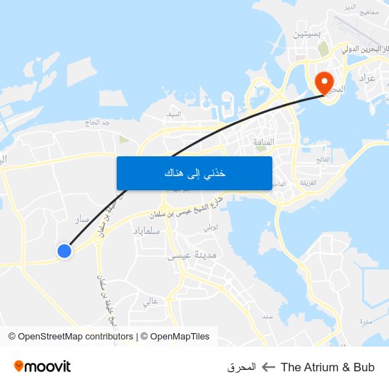 The Atrium & Bub to المحرق map