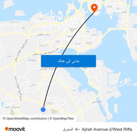 Ajirah Avenue-2/West Riffa to المحرق map