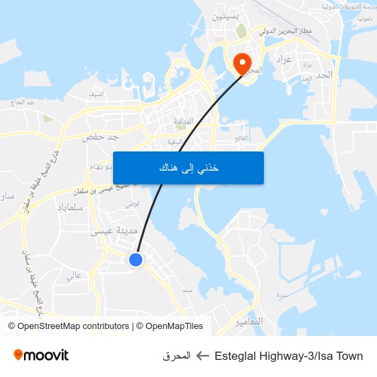 Esteglal Highway-3/Isa Town to المحرق map