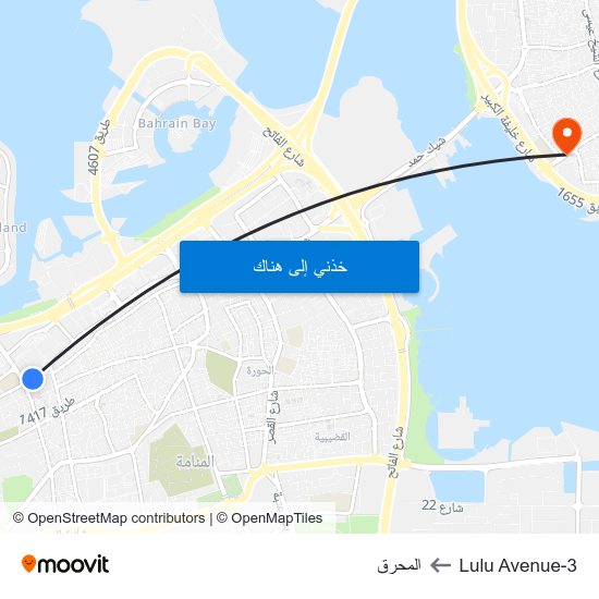 Lulu Avenue-3 to المحرق map