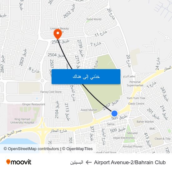 Airport Avenue-2/Bahrain Club to البسيتين map