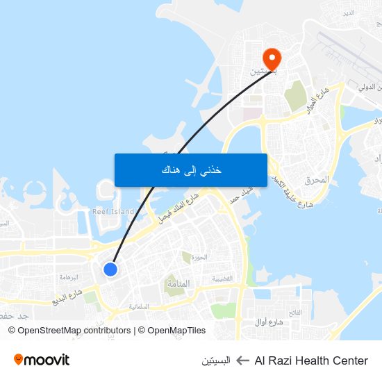 Al Razi Health Center to البسيتين map