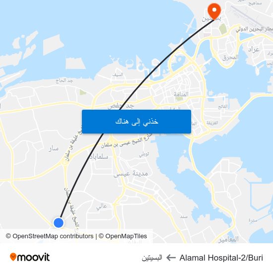 Alamal Hospital-2/Buri to البسيتين map