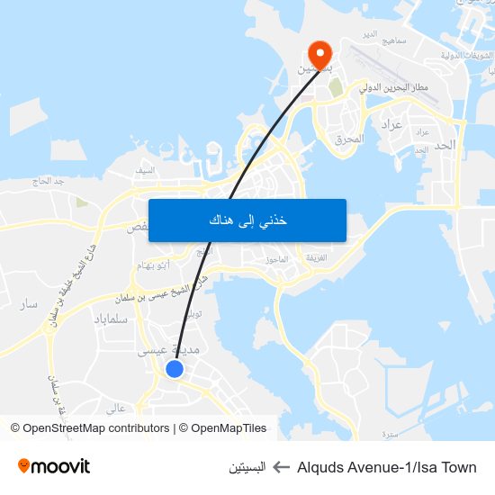 Alquds Avenue-1/Isa Town to البسيتين map