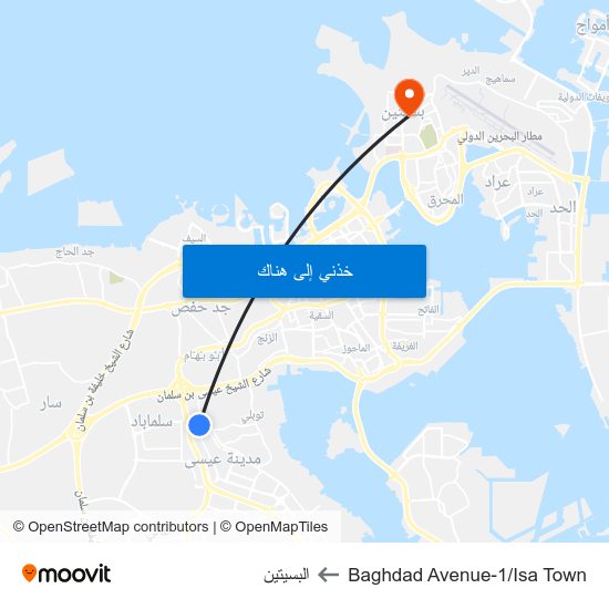 Baghdad Avenue-1/Isa Town to البسيتين map