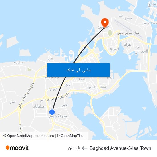 Baghdad Avenue-3/Isa Town to البسيتين map