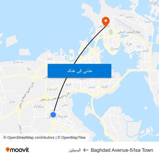 Baghdad Avenue-5/Isa Town to البسيتين map