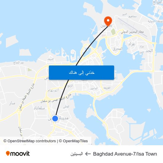 Baghdad Avenue-7/Isa Town to البسيتين map