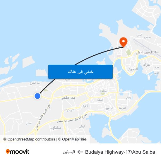 Budaiya Highway-17/Abu Saiba to البسيتين map