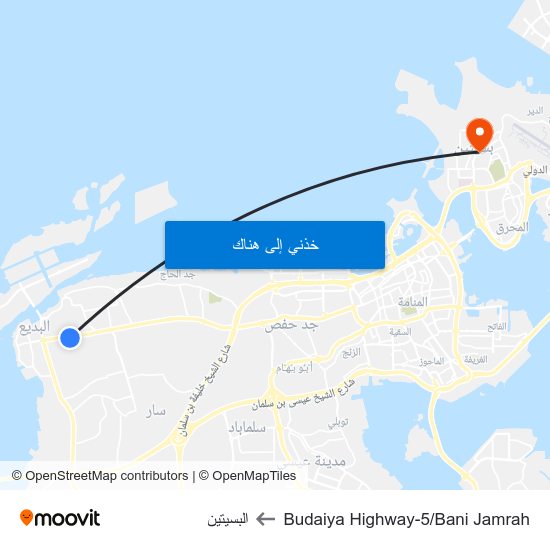 Budaiya Highway-5/Bani Jamrah to البسيتين map