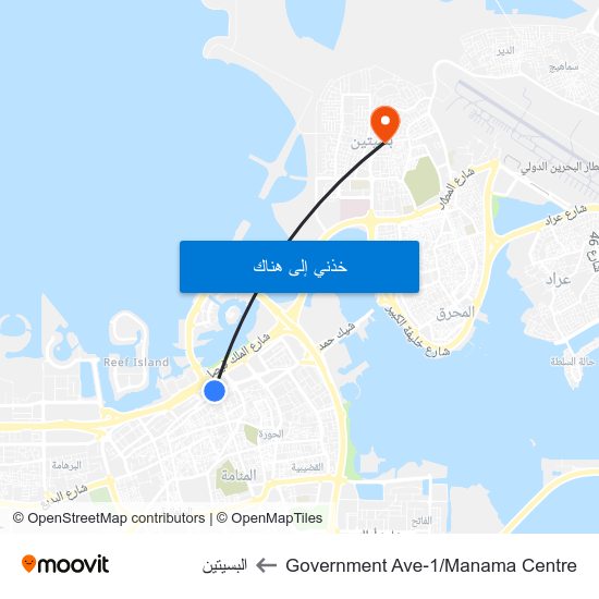 Government Ave-1/Manama Centre to البسيتين map