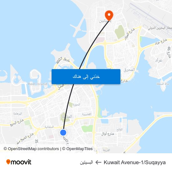 Kuwait Avenue-1/Suqayya to البسيتين map