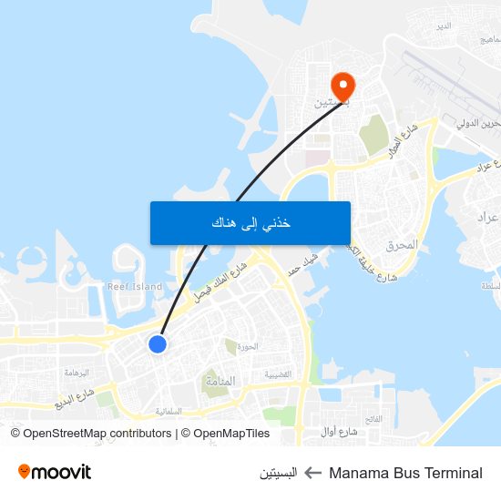 Manama Bus Terminal to البسيتين map