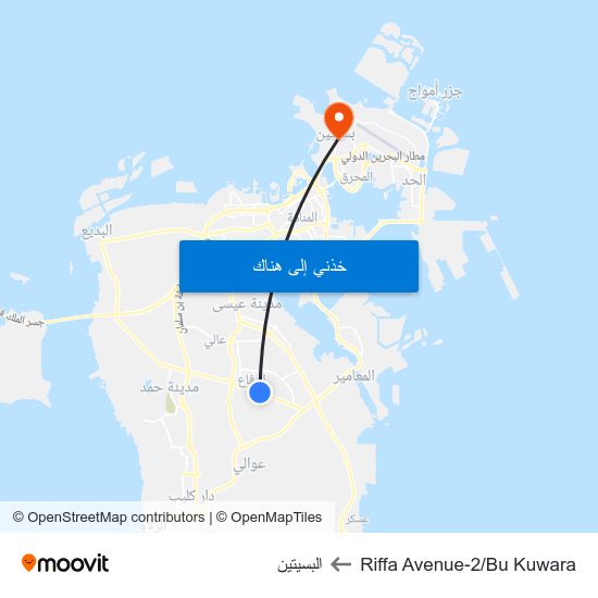 Riffa Avenue-2/Bu Kuwara to البسيتين map