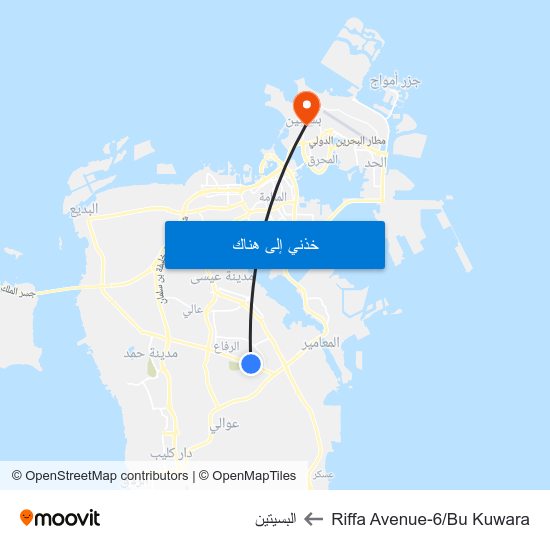 Riffa Avenue-6/Bu Kuwara to البسيتين map