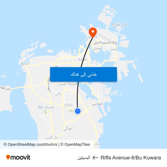 Riffa Avenue-8/Bu Kuwara to البسيتين map