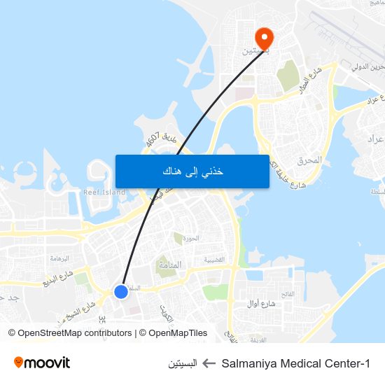 Salmaniya Medical Center-1 to البسيتين map
