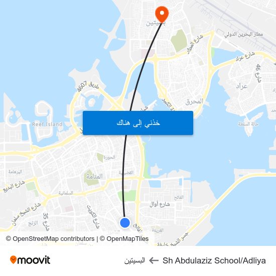 Sh Abdulaziz School/Adliya to البسيتين map