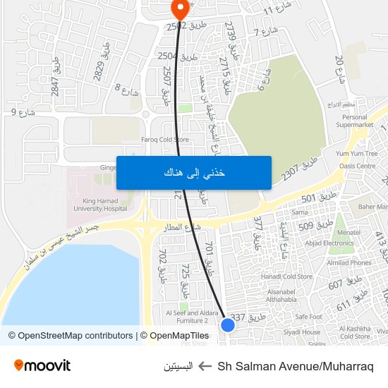 Sh Salman Avenue/Muharraq to البسيتين map