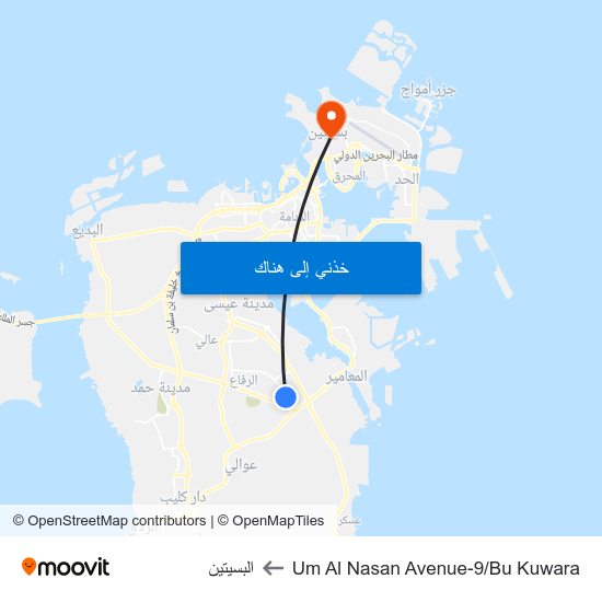 Um Al Nasan Avenue-9/Bu Kuwara to البسيتين map