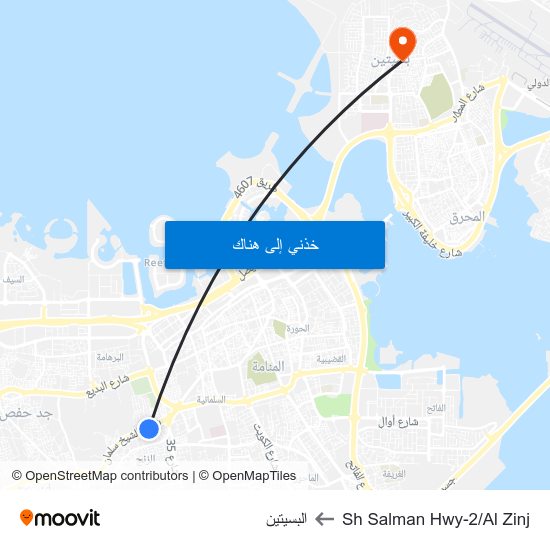 Sh Salman Hwy-2/Al Zinj to البسيتين map