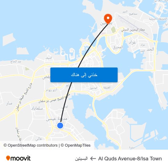 Al Quds Avenue-8/Isa Town to البسيتين map