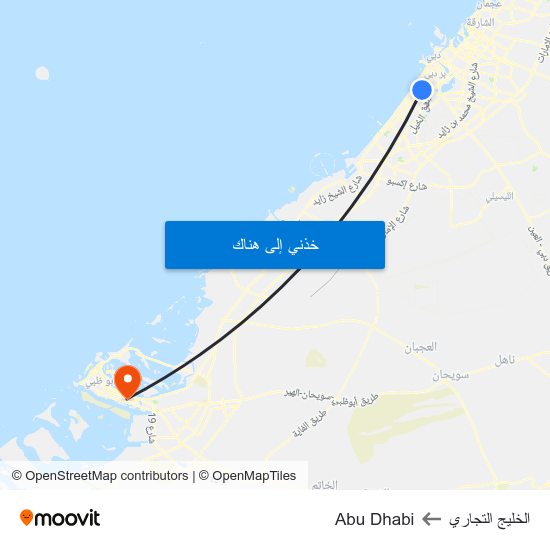 الخليج التجاري to Abu Dhabi map
