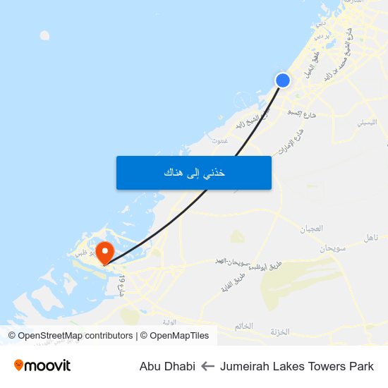 Jumeirah Lakes Towers Park to Abu Dhabi map