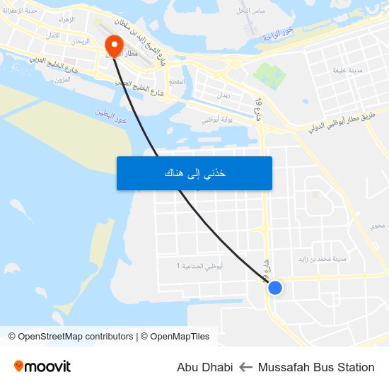 Mussafah Bus Station to Abu Dhabi map