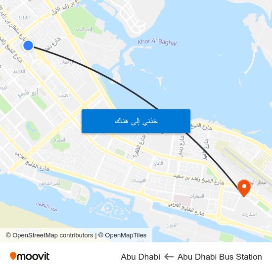 Abu Dhabi Bus Station to Abu Dhabi map