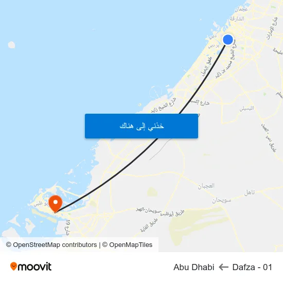 Dafza - 01 to Abu Dhabi map