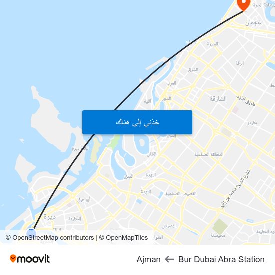 Bur Dubai Abra Station to Ajman map