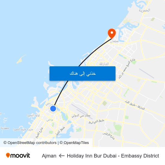 Holiday Inn Bur Dubai - Embassy District to Ajman map