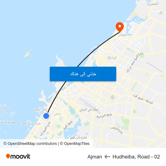 Hudheiba, Road - 02 to Ajman map